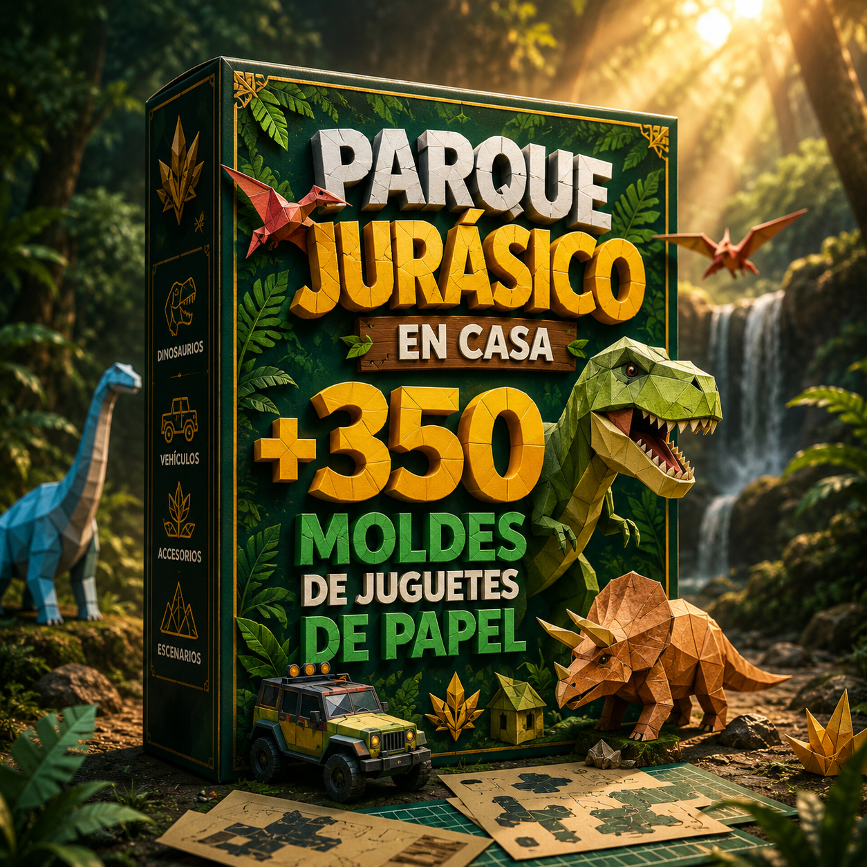 KIT JURASICO 3D (+350 Moldes de Juguetes de Papel)
